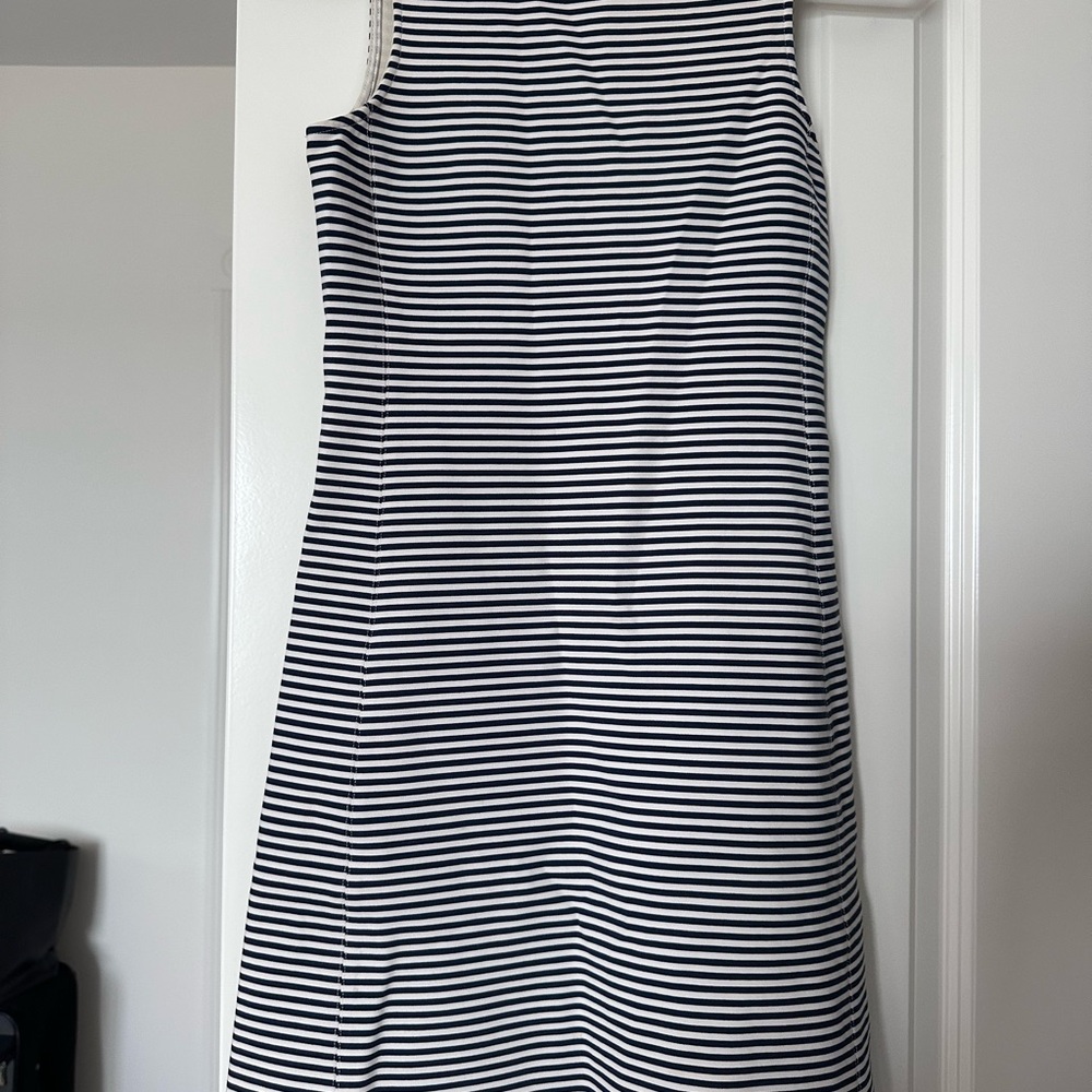 Theory Monochrome Striped Midi Dress